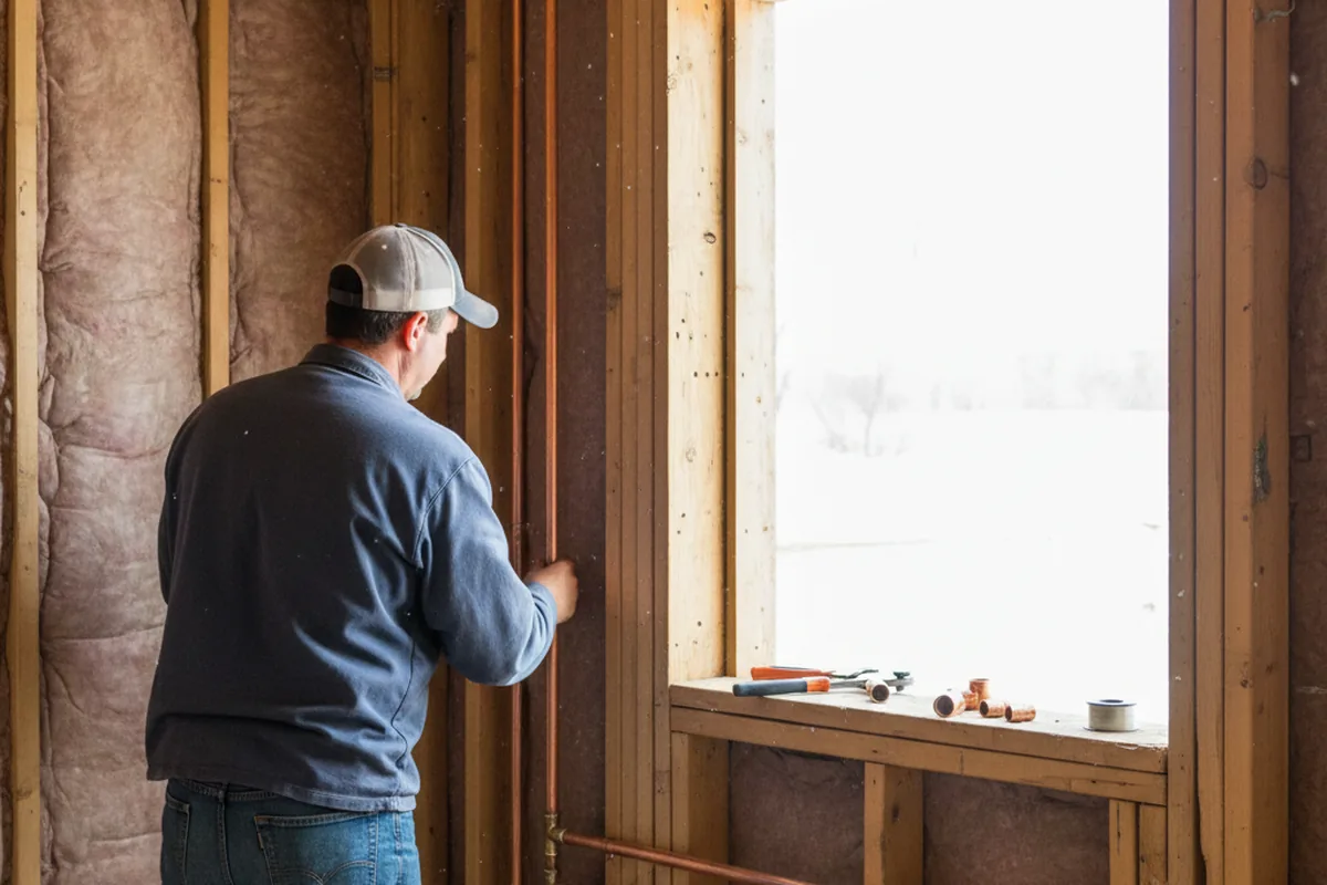Licensed plumber running new copper supply lines in a Burnsville home