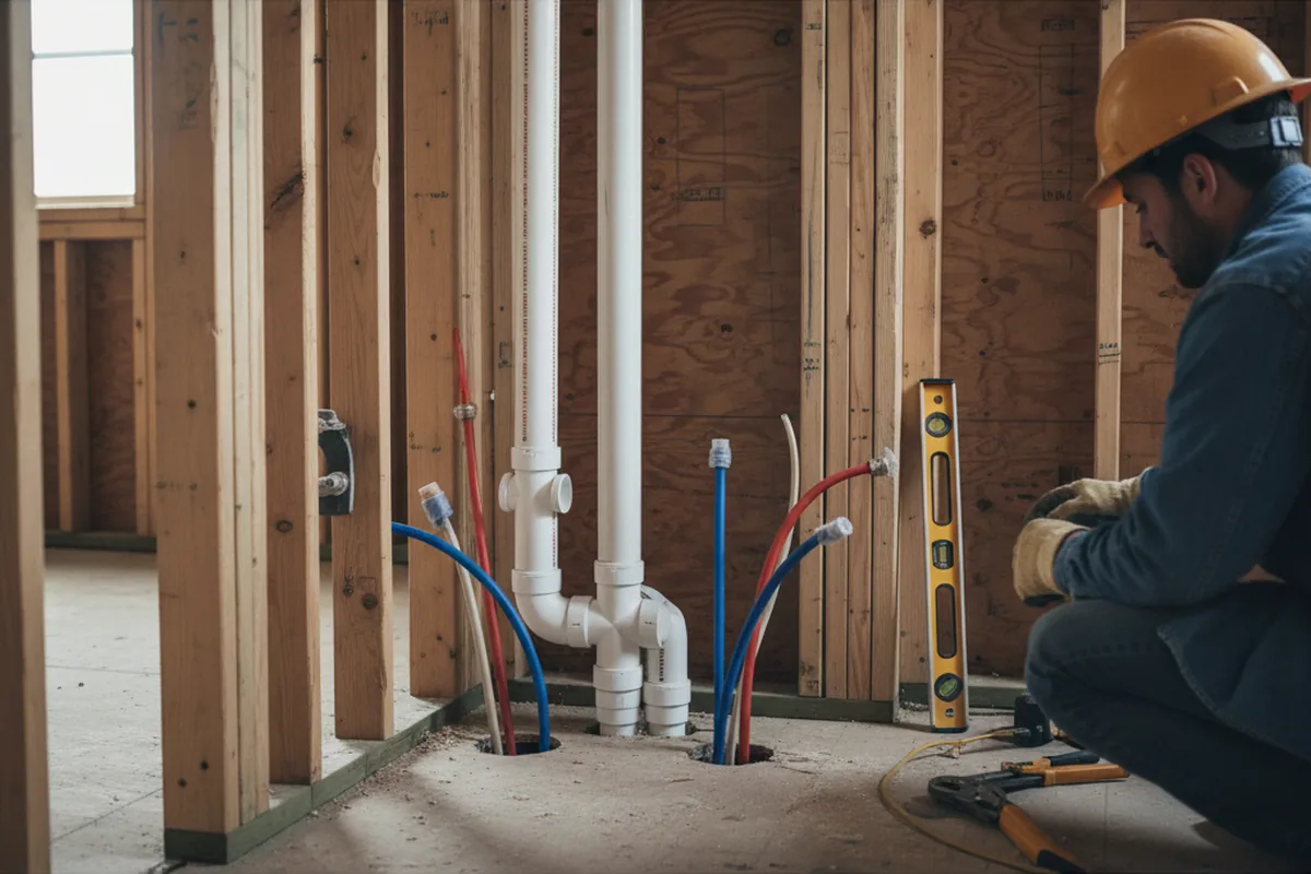 Drain and supply rough-in during Leak Detection in Burnsville